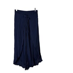 BCX Juniors' Tie-Front Gauze Cropped‎ Pants Navy Sz M NWT Beachy Vacation Boho